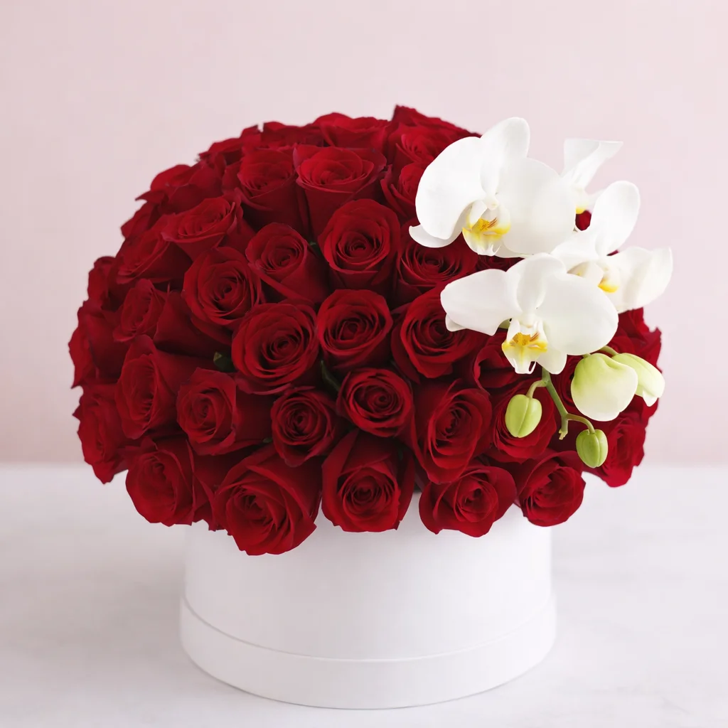 Conquista Real - Rosas y orquídeas en caja
